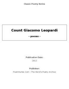 Classic Poetry Series  Count Giacomo Leopardi