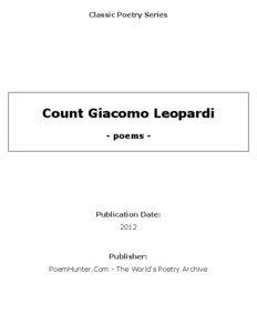 Literature / Leopardian poetics / Giacomo Leopardi / Poetry / Italian writers