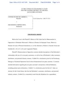 [Proposed] Order : U.S. v. Microsemi Corporation
