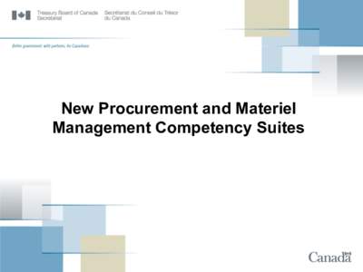 New Procurement and Materiel Management Competency Suites New Procurement and Materiel Management Competency Suites