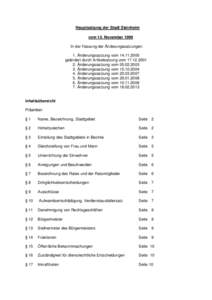 Hauptsatzung der Stadt Steinheim vom 15. November 1999 în der Fassung der Änderungssatzungen: