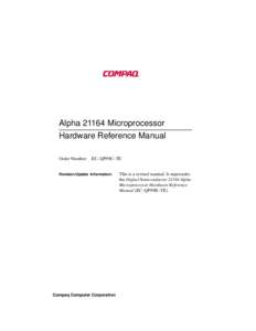 Central processing unit / Computer memory / CPU cache / Cache / DEC Alpha / PALcode / Control register / Alpha 21164 / Alpha 21364 / Computing / Computer architecture / Computer hardware