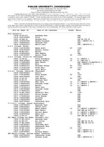 PANJAB UNIVERSITY, CHANDIGARH Notification No.M.Sc..Mathematics 4th Sem[removed]M/11 RE-EVALUATION RESULT OF THE .Master of Sciences (Mathematics) 4th Semester Exam. May 2013 In partial supersession to this office result n