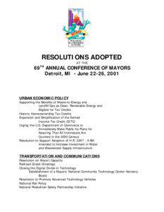 RESOLUTIONS ADOPTED AT THE