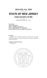 SENATE, NoSTATE OF NEW JERSEY 216th LEGISLATURE INTRODUCED FEBRUARY 24, 2015