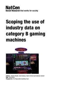    Scoping the use of industry data on category B gaming machines