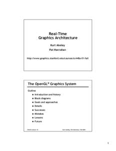 Real-Time Graphics Architecture Kurt Akeley Pat Hanrahan http://www.graphics.stanford.edu/courses/cs448a-01-fall
