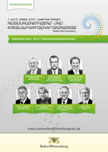 KONGRESSPROGRAMM  IDEENVIELFALT STATT RESSOURCENKNAPPHEIT WINFRIED KRETSCHMANN MdL Ministerpräsident