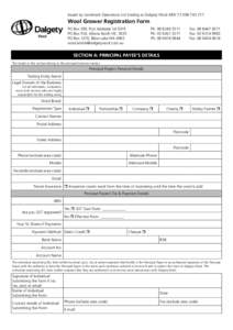 Issued by Landmark Operations Ltd trading as Dalgety Wool ABNWool Grower Registration Form PO Box 359, Port Adelaide SA 5015	 PO Box 514, Altona North VIC 3025	 PO Box 1276, Bibra Lake WA 6965