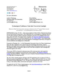 Microsoft Word - Tekne Awards Finalists News Release_9.19.12