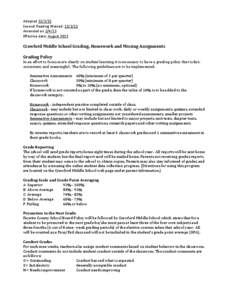 Adopted[removed]Second Reading Waived: [removed]Amended on[removed]Effective date: August[removed]Crawford Middle School Grading, Homework and Missing Assignments