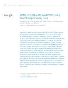 Detecting influenza epidemics using search engine query data	  1