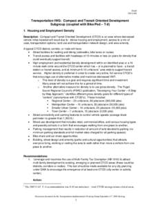 Draft[removed]Transportation IWG: Compact and Transit Oriented Development Subgroup (coupled with Bike/Ped – T[removed]Housing and Employment Density