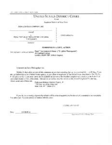 A0 440 (RevSummons in a Civil Action  UNITED STATES DISTRICT COURT for the Southern District of New York DOW JONES & COMPANY, INC.