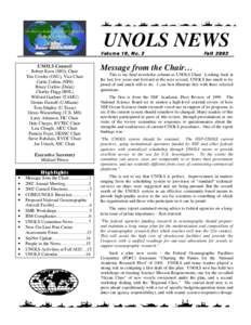 UNOLS NEWS Volume 19, No. 2 UNOLS Council Robert Knox (SIO), Chair Tim Cowles (OSU), Vice Chair