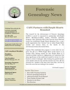 Forensic Genealogy News June 2013 Volume 3, Issue 3