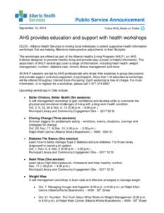 AHS provides education and support with health workshops - Olds