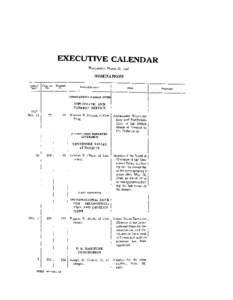 EXECUTIVE CALENDAR. Wednesday, March 12, 1947 NOMINATIONS Date of report