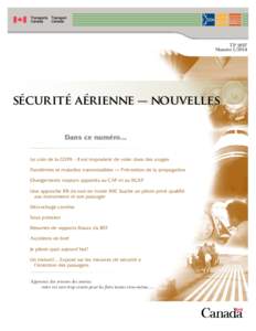 TP 185F Numéro[removed]sÉcuritÉ aÉrienne - nouvelles Dans ce numéro... Le coin de la COPA : Il est imprudent de voler dans des orages