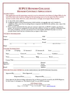 IUPUI HONORS COLLEGE  INSTRUCTIONS HONORS CONTRACT APPLICATION