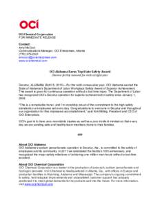   	
   OCI	
  Chemical	
  Corporation	
   FOR IMMEDIATE RELEASE Contact: Amy McCool
