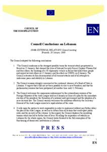 EN  COUNCIL OF THE EUROPEAN UNION  Council Conclusions on Lebanon