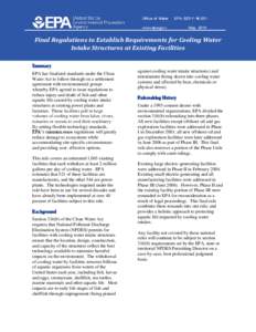 Fact Sheet: Final Regulations to Establish Reqts. for Cooling Water Intake Structures at Existing Facilities; May 2014