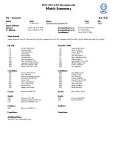 2013 OFC U-20 Championship  Match Summary