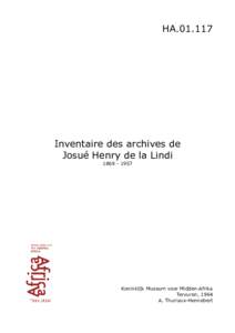 HA[removed]Inventaire des archives de Josué Henry de la Lindi[removed]