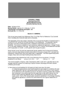 COCKRELL CREEK Growing Area # 012 Northumberland County Shoreline Sanitary Survey Date: 20 March 2012 Survey Period: January 18 – February 17, 2012
