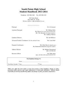 South Pointe High School Student Handbook[removed]Telephone: [removed]Fax: [removed]
