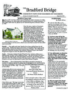THE  Bradford Bridge COMMUNITY NEWS FOR NEIGHBORS BY NEIGHBORS Volume 21, Number 9; Issue 230