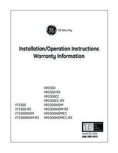 GE Security  Installation/Operation Instructions Warranty Information  VT1500