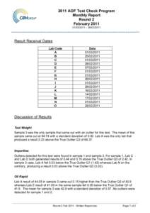 2011 AOF Test Check Program Monthly Report Round 2 February – 