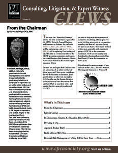 Consulting, Litigation, & Expert Witness  CLEWS October 2005