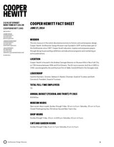   2 E 91ST STREET NEW YORK NY[removed]Cooper Hewitt fact sheet