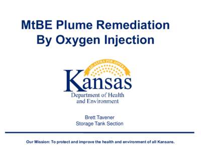 MtBE Plume Remediation By Oxygen Injection Brett Tavener Storage Tank Section