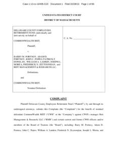 Case 1:13-cvDJC Document 1 FiledPage 1 of 66  UNITED STATES DISTRICT COURT DISTRICT OF MASSACHUSETTS  DELAWARE COUNTY EMPLOYEES