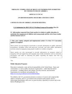 THEMATIC COMPILATION OF RELEVANT INFORMATION SUBMITTED BY UNITED STATES OF AMERICA ARTICLE 13 UNCAC AWARENESS-RAISING MEASURES AND EDUCATION  UNITED STATES OF AMERICA (FOURTH MEETING)