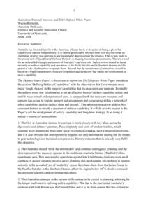 1 Australian National Interests and 2015 Defence White Paper Wayne Reynolds, Associate Professor, Defence and Security Innovation Cluster, University of Newcastle,