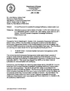 Department of Energy Carlsbad Field Office P. O. Box 3090 Carlsbad, New Mexico[removed]JUN[removed]