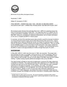 Energy conversion / Nuclear safety / Nuclear power stations / Scram / Browns Ferry Nuclear Power Plant / Federal Agency for Nature Conservation / Watts Bar Nuclear Generating Station / Nuclear power / Nuclear reactor / Energy / Nuclear technology / Tennessee Valley Authority