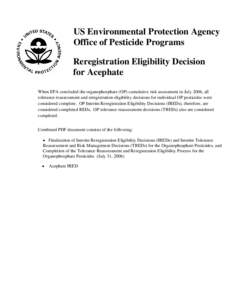 US EPA - Pesticides - Reregistration Eligibility Decision for Acephate