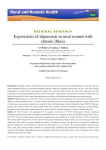 ORIGINAL RESEARCH  Expressions of depression in rural women with chronic illness CA Winters, S Cudney, T Sullivan Montana State University College of Nursing, Montana, USA