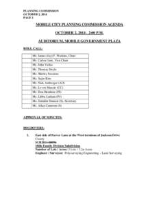 PLANNING COMMISSION OCTOBER 2, 2014 PAGE 1 MOBILE CITY PLANNING COMMISSION AGENDA OCTOBER 2, [removed]:00 P.M.