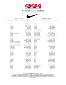    Scholar All-America Supported By  NCAA DIII Men