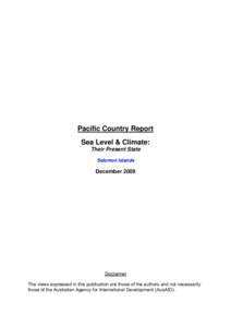 Pacific Country Report Sea Level & Climate: Their Present State Solomon Islands  December 2009