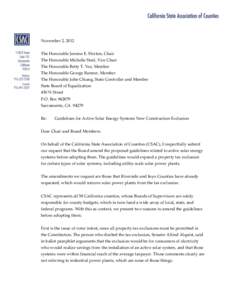CSAC letter re solar property tax exclusion - November[removed]