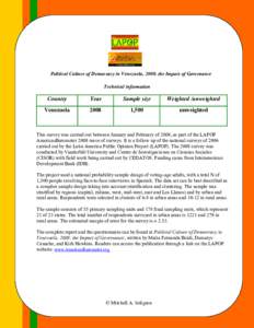 Political Culture of Democracy in Venezuela, 2008: the Impact of Governance Technical information Country  Year