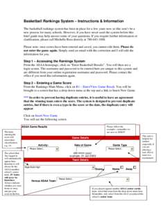 Basketball Rankings System – Instructions & Information